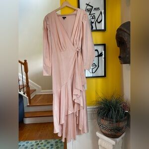 Express Blush Pink Satin Wrap Maxi Dress NWOT Size XL